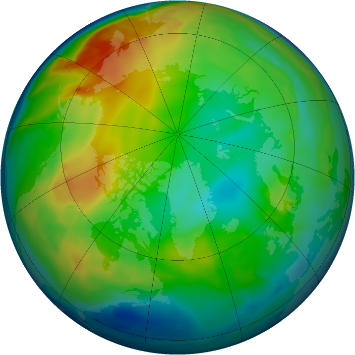 Arctic ozone map for 05 December 2009